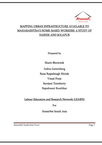 Urban Study on Key Issues of Urban Homebased Workers in South Asia and South East Asia
